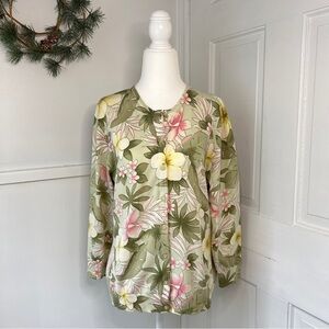 Pendleton Silk Blend Pastel Hawaiian Floral Cardigan Sweater